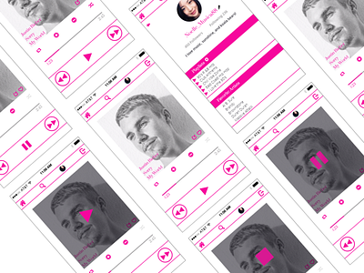 Pink, White, and Gray Music Player and User Profile