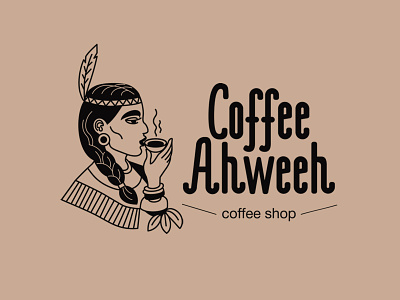Vector logotype for the Coffee shop american native branding character coffee coffee shop design digital 2d graphic design illustration indian lettering logo typography vector