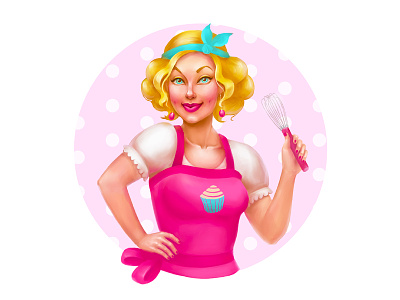 Character for pastry-shop character cooker design digital 2d girl illustration pink sweets women