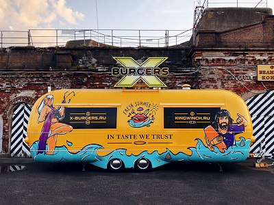 X-burgers foodtruck branding burger character design digital 2d food foodtruck illustration logo