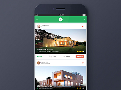 Real Estate App android app clean design flat iphone minimal mobile real estate responsive ui ux