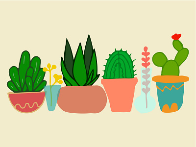 Cactus 2d illustration cactus illustration illustrator pot vector