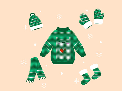 Cozy Knits blouse christmas cozy cozyknits design flat hat illustration illustrator knits mitten scarf snow socks vectordrawing warm winter