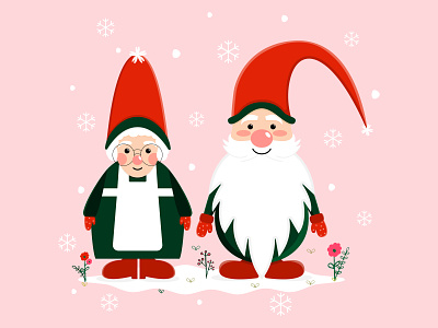 Gnome christmas design flat gnome holidays illustration illustrator ladygnome snow vector