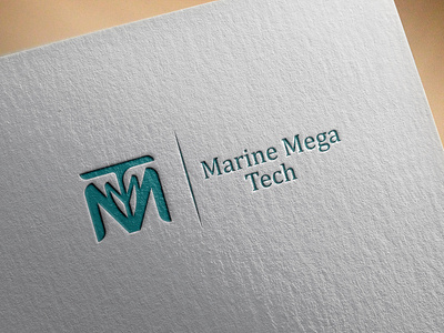 Marine Mega Tech On Mockup branding design flat icon illustration logo minimal vector