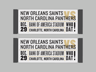 New Orleans Saints Football Ticket design football football ticket graphic layout sports ticket type typography vector