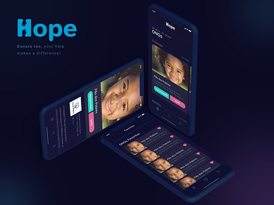 Mobile App UI - Hope - Darkmode