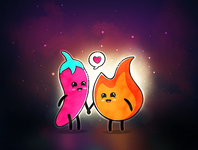 Fire & Pepper cute fire hearth illustration loved lovely pepper procreate procreate app procreate art spice