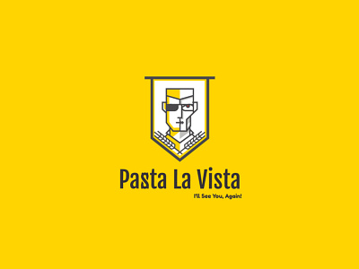 Pasta La Vista Logo character fastfood pasta pasta bar restaurant terminator yellow