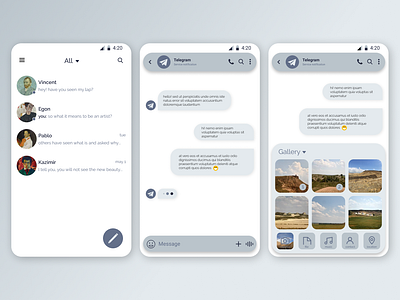 telegram app redesign concept 2019 aery android app application chat chat app concept design ios messaging app messenger minimal minimalism modern redesign telegram ui ux