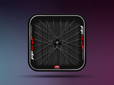 Ffwd Wheels App Icon aplication app appstore bike button dark design details fixed fixie grey icon illustration interface ios ipad iphone mobile photoshop radial realistic square ui ux wheel wood