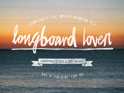 Longboard lover beach brush calligraphy font handmade ink lettering logo marker pen sunset type