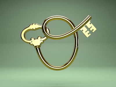 O Key 3d app cinema4d gold icon ios key letter lettering metal type ui