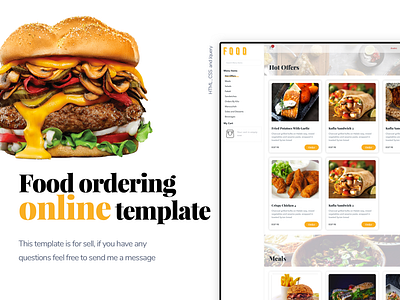 Food ordering online template for sell . burgers clean food html modern ordering pizza template website website design