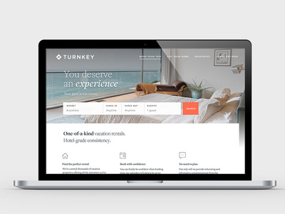 The new TurnKey website branding design typography vacation rentals website