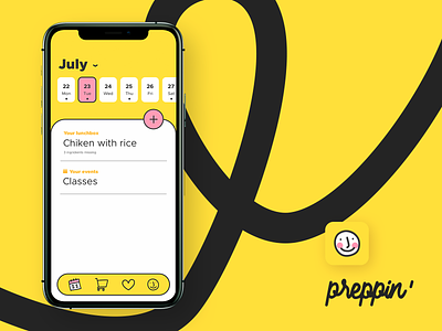 Preppin' agenda app calendar contrast custom tab bar graphic icons meal prep ui ux uxui