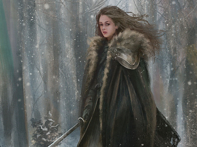 Snow art digital 2d digital illustration digital painting fantasy girl girl illustration illustration painting sword winter winter is coming