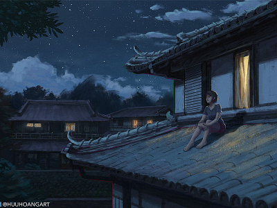 Star Watching anime anime girl art digital 2d digital illustration digital painting girl girl illustration illustration painting