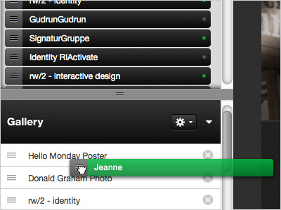 Adding Projects black design drag and drop green grey ui ux web app web design