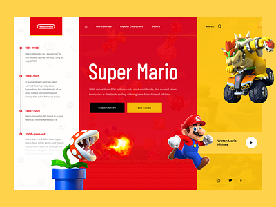 Super Mario bowser character design games mario mario bros mariokart nintendo red ui web website yellow