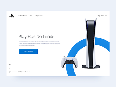 Playstation 5 Concept blue clean games playstation playstation5 sony ui uiux ux webdesign website