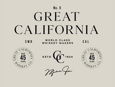 Great California Whiskey Co. branding design illustration label logo vector