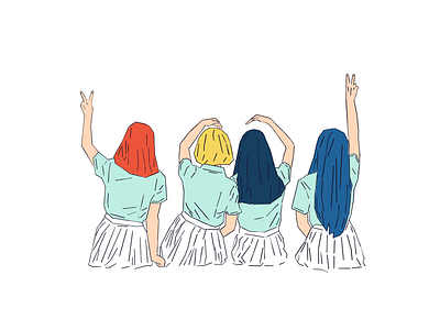 Quick spot for a new project. colors girls hair happy peace school girl