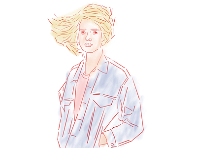 Windy blonde wind woman