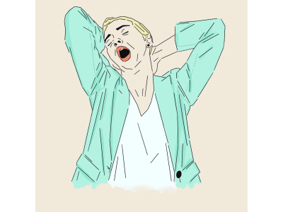 Yawn blonde line art stretch tired yawn