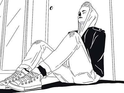 Peace. Quiet. chilling illustration line art quiet shoes woman