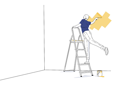 Paint home illustration improvement line art minimal painter painting sketch