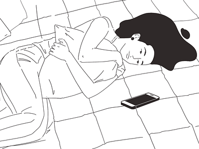 One of those days.. art bed illustration line art woman