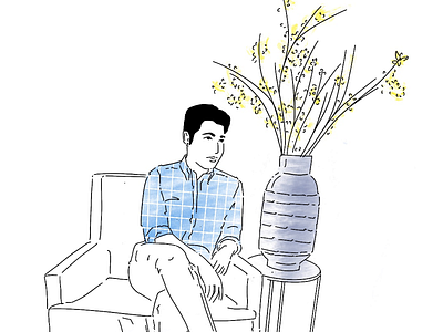 Poise. doodle illustration line art man office poise pose sitting ui ux
