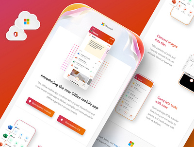 Microsoft Office Mobile App Announcement Email app branding design illustrator minimal ui ux web website windows app