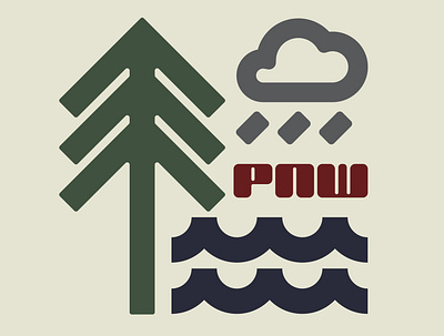 PNW cloud graphic design ocean pacific northwest pnw rain tree vector water