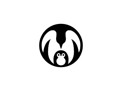 Penguins bird care child logo mark mother negative space symbol