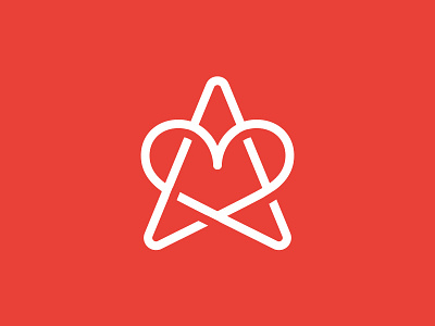 Star+Heart heart line logo mark star symbol