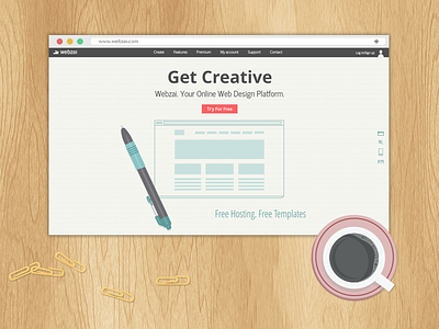 Webzai builder coffee creative free front main pen site template website