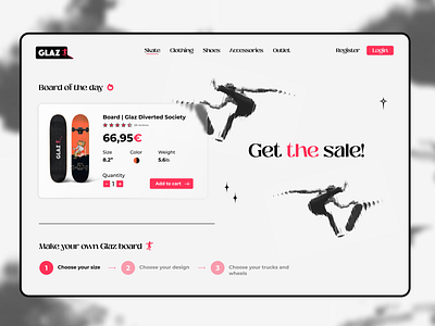 Glaz Skateshop | Section 2 branding clean dailyui design graphicdesign landingpage logo minimal ui ux vector website