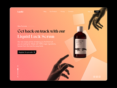 Liquid Luck | Landing Page brand branding dailyui design explore gradient graphicdesign landingpage minimal ui web website
