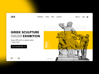 Laocoön | Greek sculpture landing page branding concept create dailyui design explore graphicdesign greek landingpage minimal sculpture ui ux website