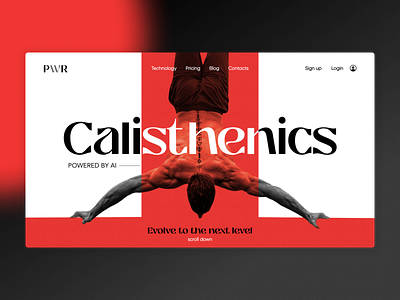 Calisthenics | Landing page branding calisthenics color concept dailyui design graphic graphicdesign gym landingpage minimal photoshop red sports ui ux web website