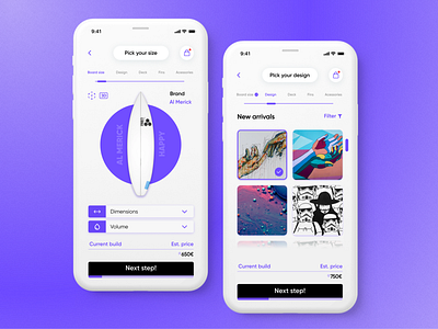 Surfboard shop app app appdesign challenge clean concept dailyui design gradient minimal surf surfshop ui uidesign ux webapp website