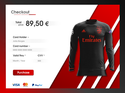 Credit card checkout - #Dailyui #002 app branding credit card checkout credit card form design football ios minimal online shop shop ui ux web website