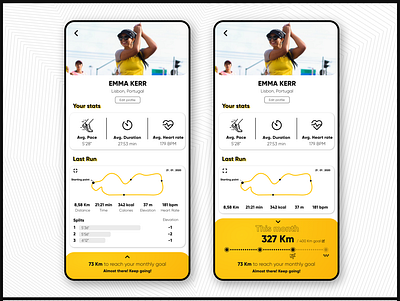 App for runners [Profile stats menu] app challenge colorful concept creative dailyui design fitness app ideia inspiration jogging minimal passion running app smartphone sports ui ux vector