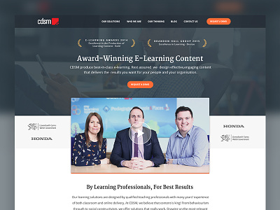 CDSM E-learning page award winning awards cdsm e learning education landing page pedagogy teachers teaching webdesign