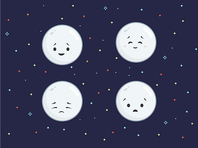 Little Moon animation character emotion happy little moon moon planets sad space stars universe