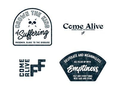 Come Alive artwork badge badges brand clothing lettering logo logo design logotype skull surf textured textures typography