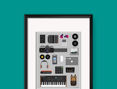 Digital Music Making Illustration camera film keyboard music music art musician vinyl