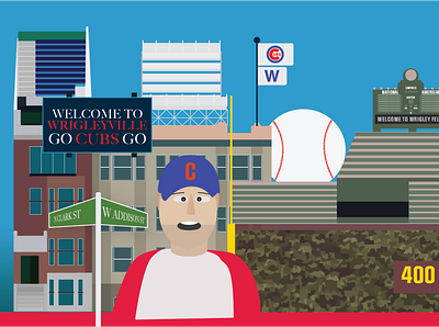 wrigleyville illustration ballpark baseball chicago cubs illustraion urban design wrigley field
